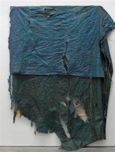 Artist: David Hammonds, Untitled, 2014, mixed media on canvas and blue tarpaulin, 137" x 123