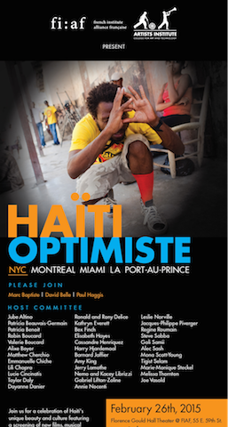 French Institute Alliance Française (FIAF) and Artists Institute of Haiti present   Haïti Optimiste